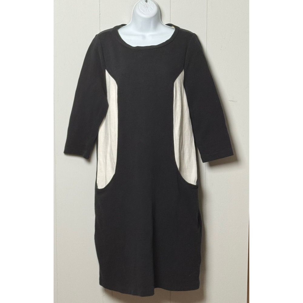 Boden Women's Black White Colorblock Cotton Ottoman Shift Dress Size US 10